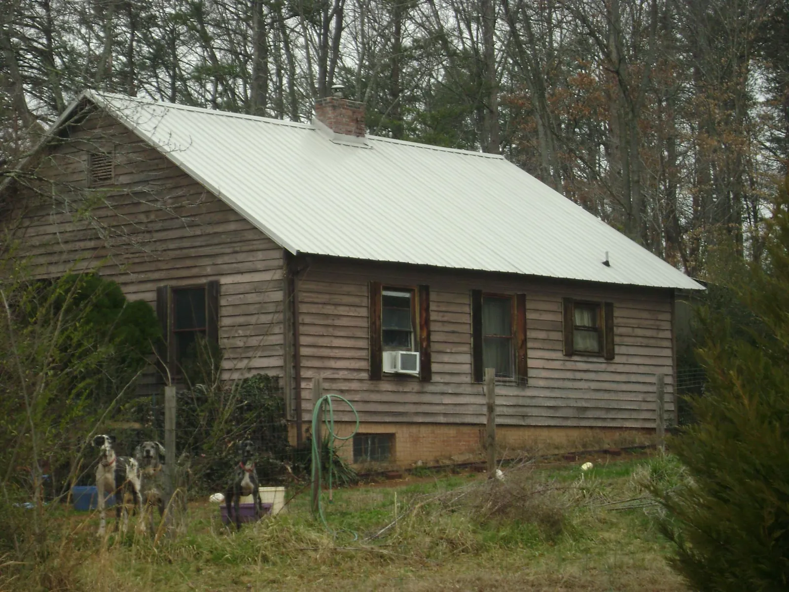 White metal roof on an old wood sided farmhouse, from a Asphalt Shingle Roof Repair job in Palmyra